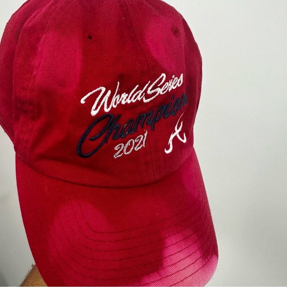 Atlanta Braves 2021 World Series Winner Custom Bleach Splatter Dad Hat OS - Picture 4 of 9